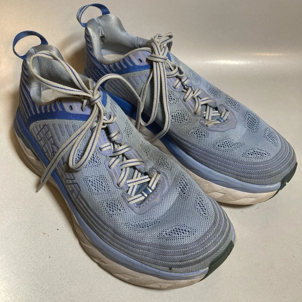 HOKA ONE ONE Bondi 6 Shoes Womens Size 10 Blue Running Mesh Road Sneakers